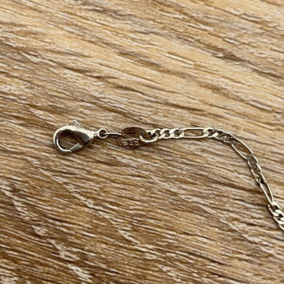 Turquoise Silver Glass Beaded 925 Chain Necklace Fine Jewelry Lobster Claw Lock - Picture 7 of 7